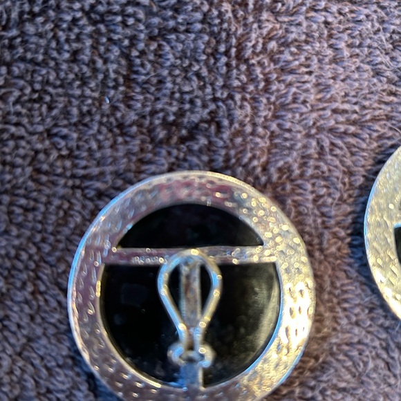 Judith Jack Sterling, Onyx and Marcasite Earrings - Picture 3 of 3